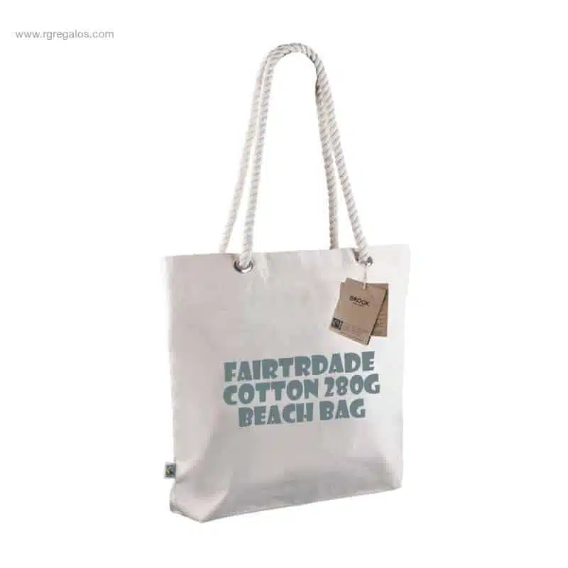 Bolsa de playa algodón Fairtrade con etiqueta