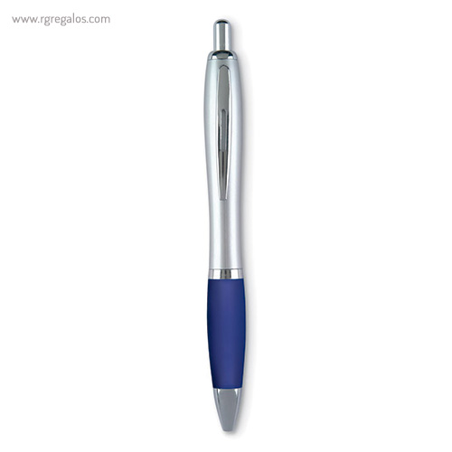 Bolígrafo con cuerpo satinado puntera azul marino rg regalos publicitarios