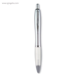 Bolígrafo con cuerpo satinado puntera blanca rg regalos publicitarios