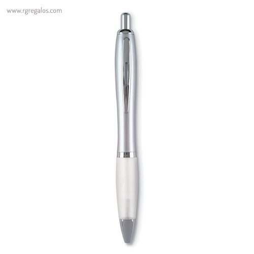 Bolígrafo con cuerpo satinado puntera blanca rg regalos publicitarios
