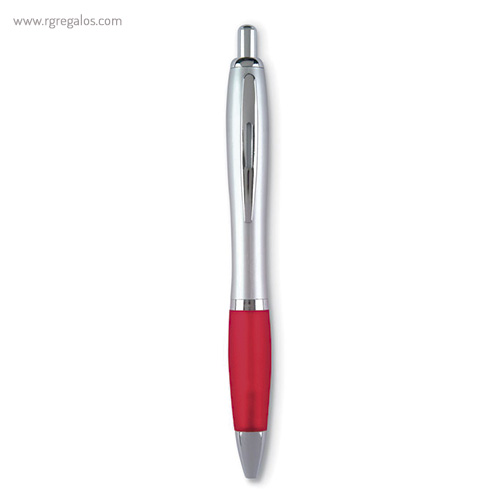 Bolígrafo con cuerpo satinado puntera rojo rg regalos publicitarios
