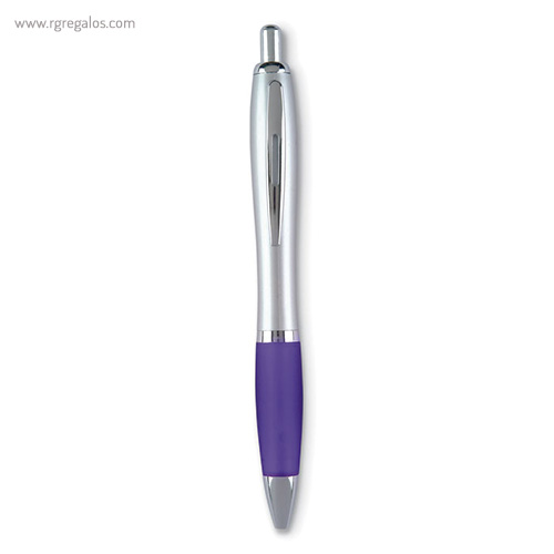 Bolígrafo con cuerpo satinado puntera violeta rg regalos publicitarios