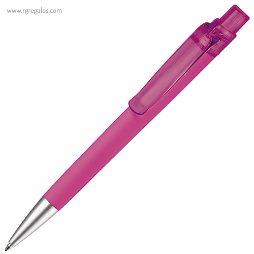 Bolígrafo de cuerpo soft touch fucsia rg regalos promocionales