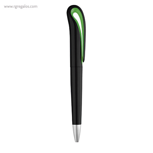Bolígrafo giratorio en abs negro clip verde rg regalos publicitarios