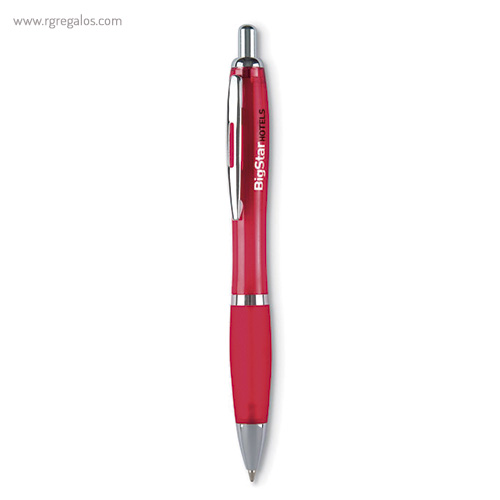 Bolígrafo plástico puntera blanda rojo con logo rg regalos publicitarios
