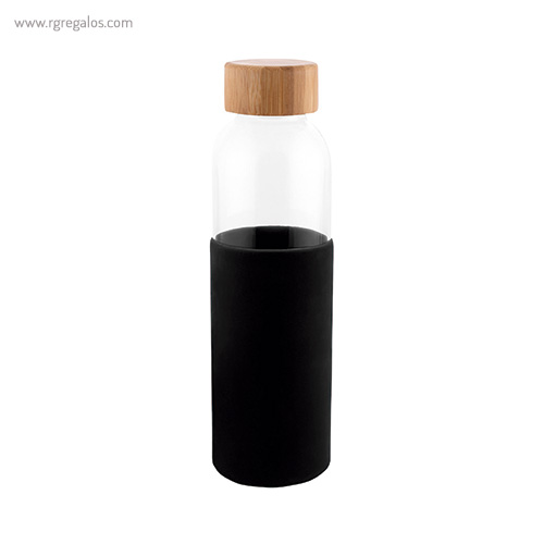 Botella de vidrio con funda de silicona negro rg regalos publicitarios