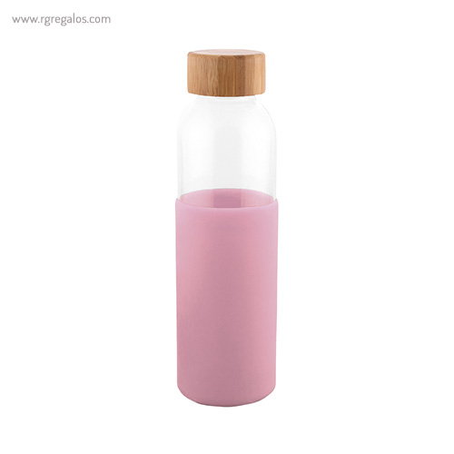 Botella de vidrio con funda de silicona rosa rg regalos publicitarios