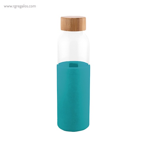 Botella de vidrio con funda de silicona turquesa rg regalos publicitarios