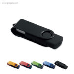 Memoria USB goma negra y metal - RG regalos publicitarios