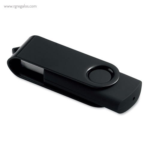 Memoria USB goma negra y metal negra - RG regalos publicitarios