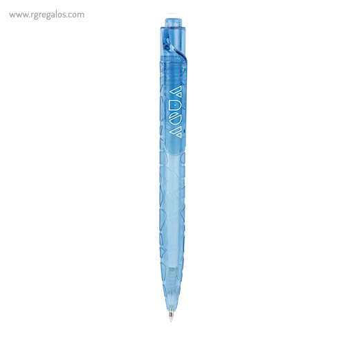 Bolígrafo fabricado en rpet azul con logotipo rg regalos promocionales