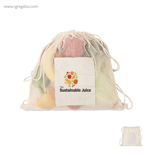 Bolsa algodón malla cuerdas bolsillo rg regalos personalizados