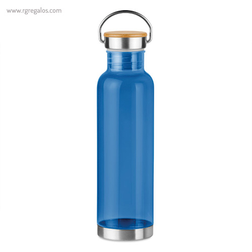 Botella de tritán tapón bambú azul rg regalos promocionales