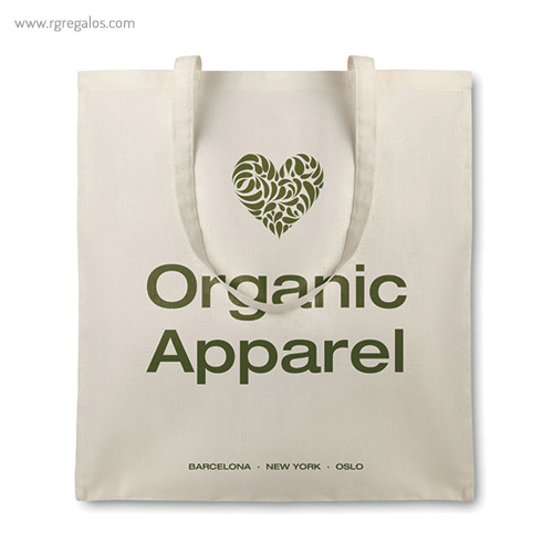 Bolsa algodón orgánico asas largas logo rg regalos promocionales
