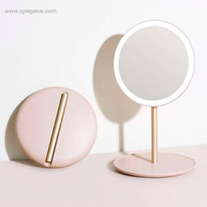Espejo luz maquillaje viaje rosa - RG regalos