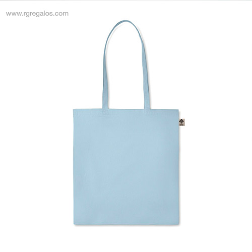 Bolsa algodon organico colores azul cielo asas largas rg regalos