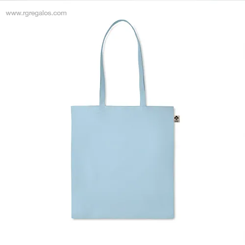 Bolsa algodon organico colores azul cielo asas largas rg regalos