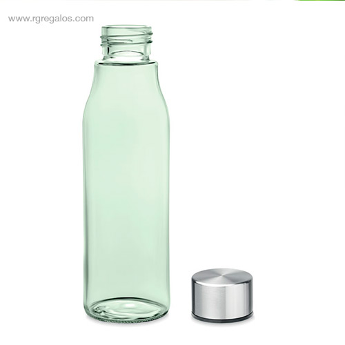Botella de cristal 500 ml verde transparente tapon rg regalos promocionales