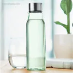 Botella de cristal 500 ml verde transparente tapon aluminio rg regalos promocionales