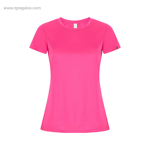 Camiseta tecnica eco mujer rosa fluor rg regalos