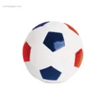 Balón de fútbol con logotipo rojo azul