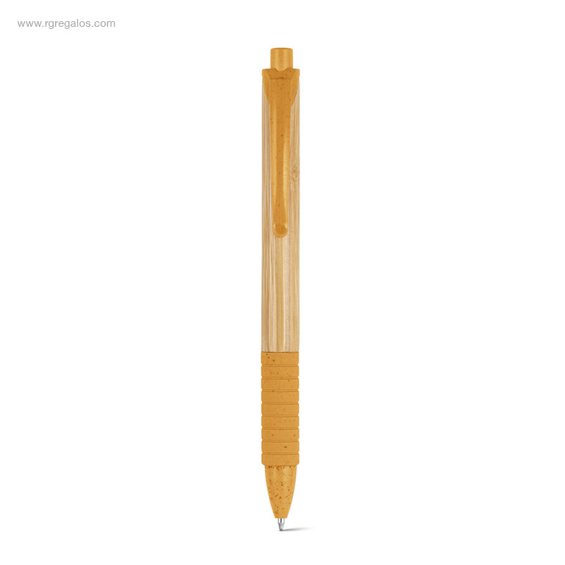 Bolígrafo de bambú y trigo naranja RG regalos publicitarios