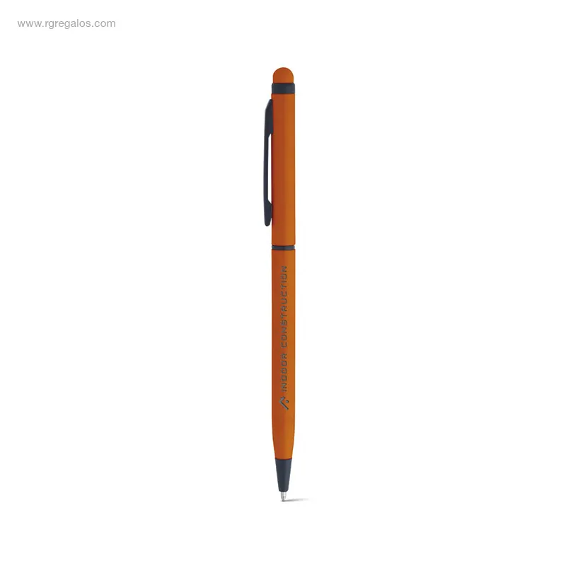 Bolígrafo-fino-puntero-naranja-logo-RG-regalos