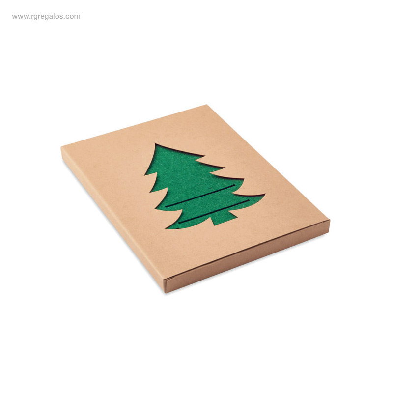 Porta cubiertos Navidad fieltro verde caja kraft RG regalos