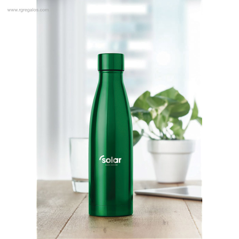 Botella termo acero inox ml verde logo RG regalos