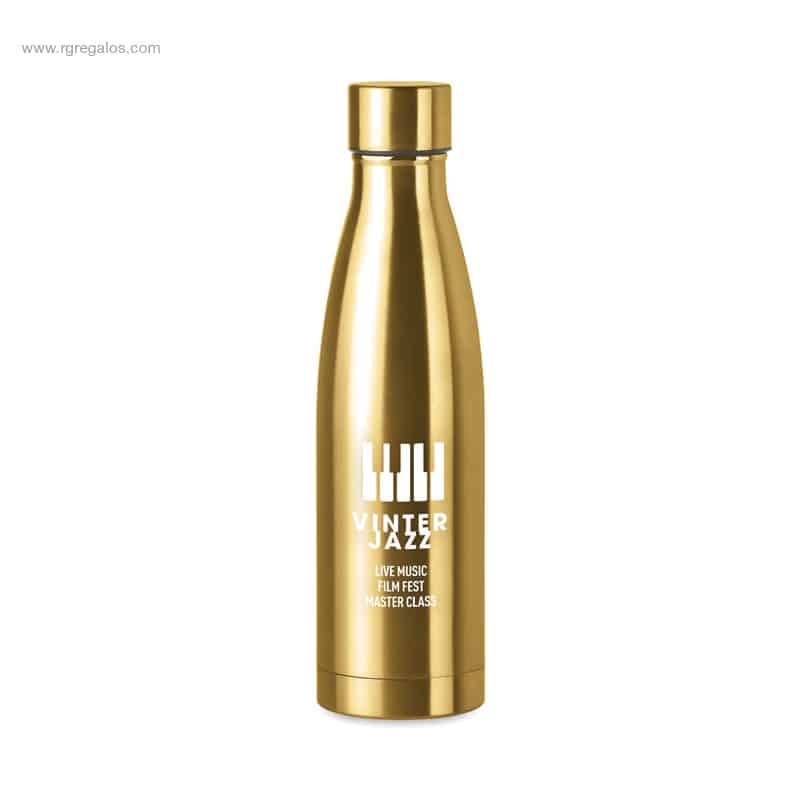 Botella termo acero inox 500ml dorada con logo