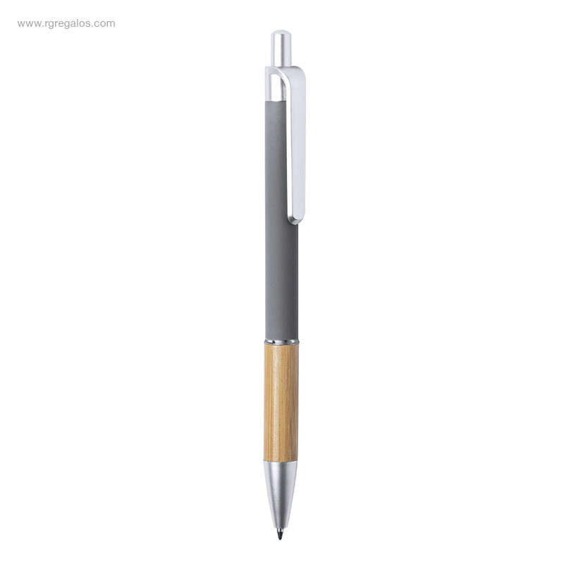 Bolígrafo bambú y aluminio gris RG regalos