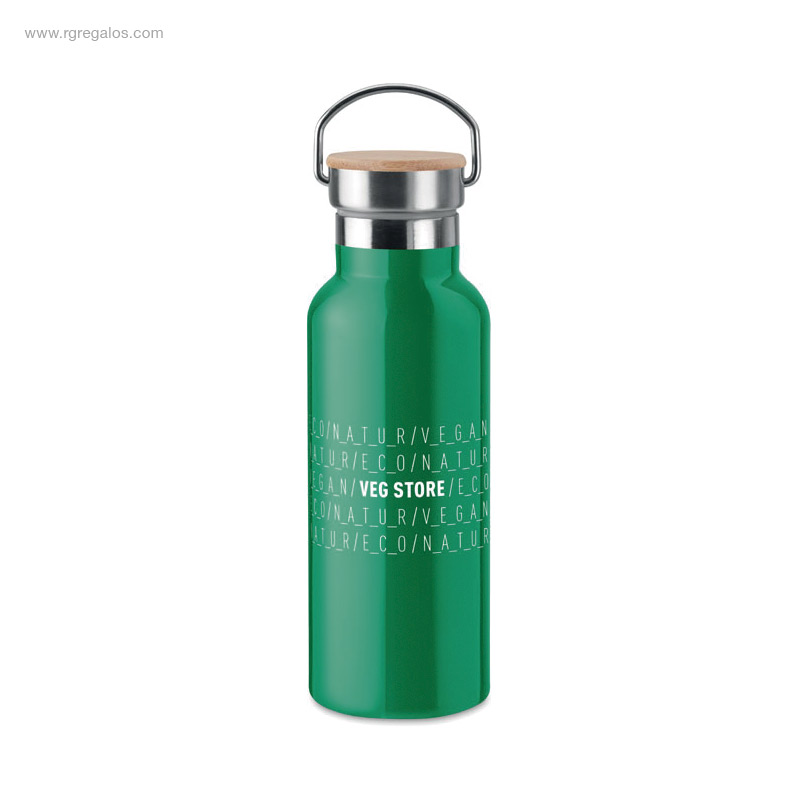 Botella acero impresión º verde logo RG regalos