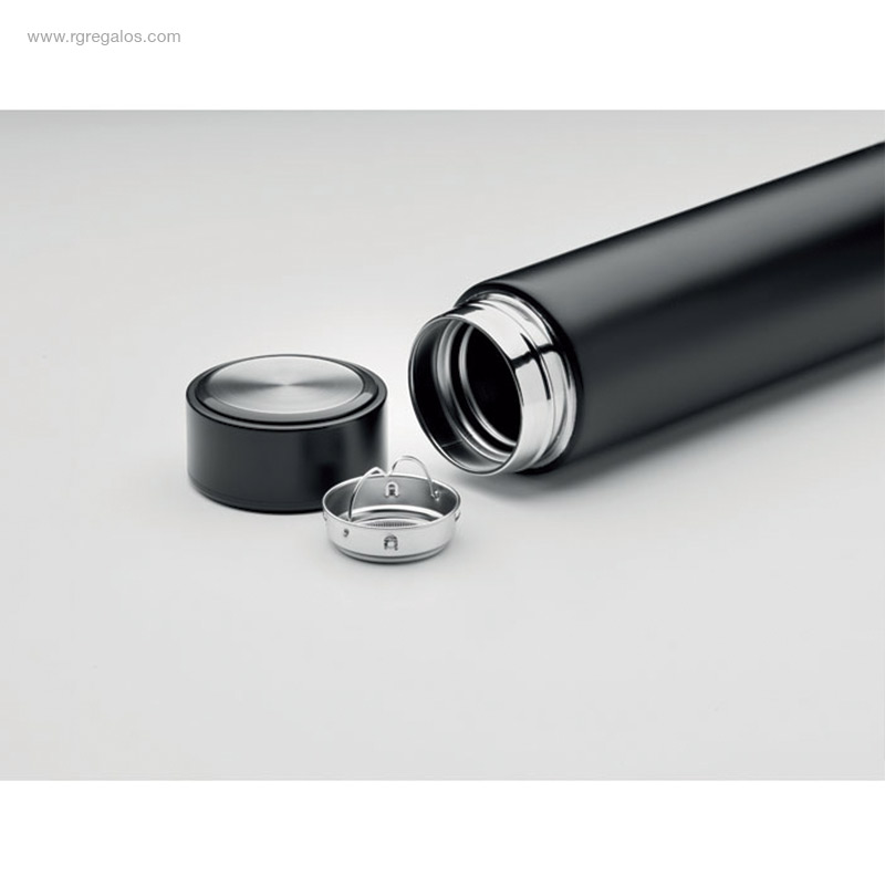 Termo-acero-y-corcho-impresión-360º-negra-infusor-RG-regalos