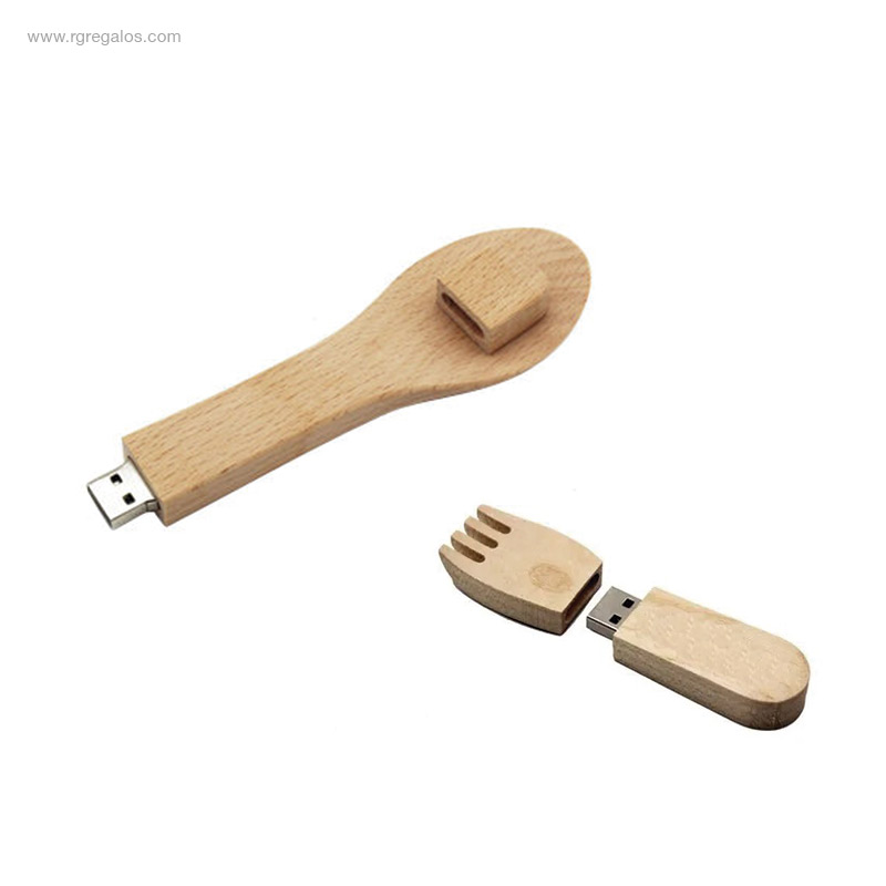 Memoria USB bambú formas especiales tenedor RG regalos empresa