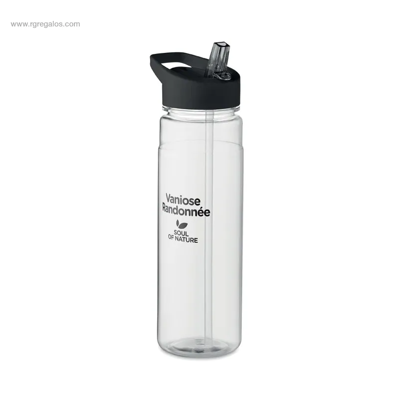 Botella RPET con boquilla 650ml negra logo RG regalos personalizados