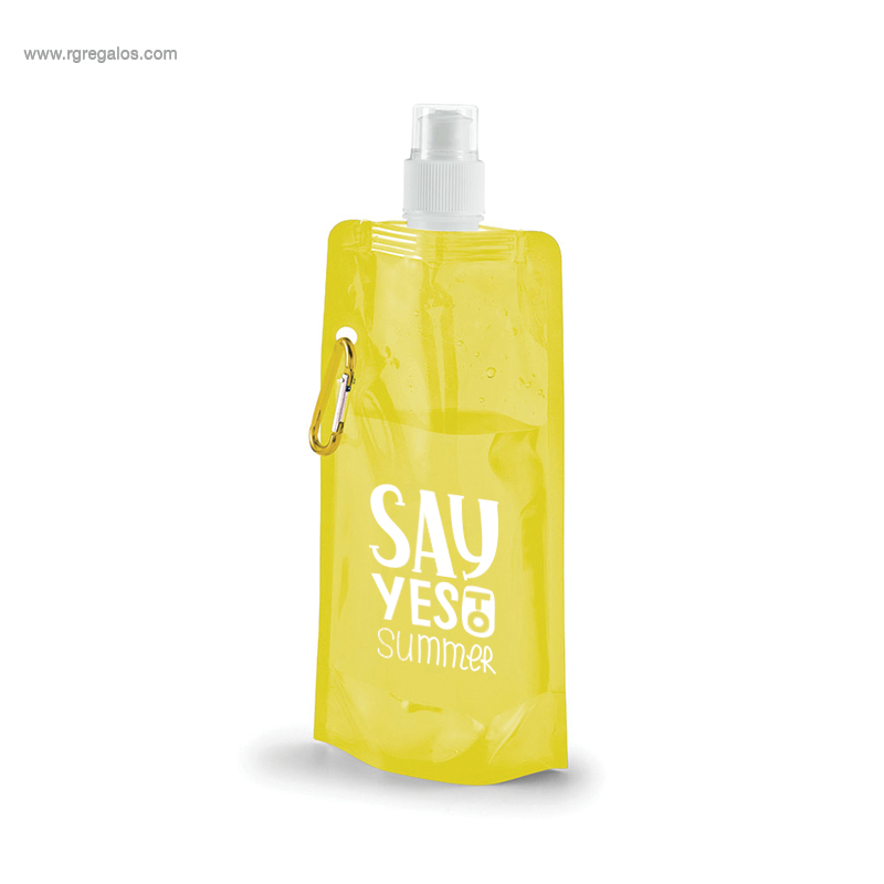 Botella plegable barata 460ml amarilla logo RG regalos publicitarios