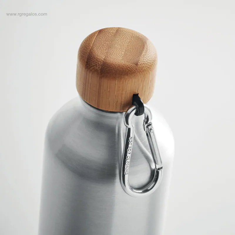 Botella aluminio tapón bambú 400ml detalle