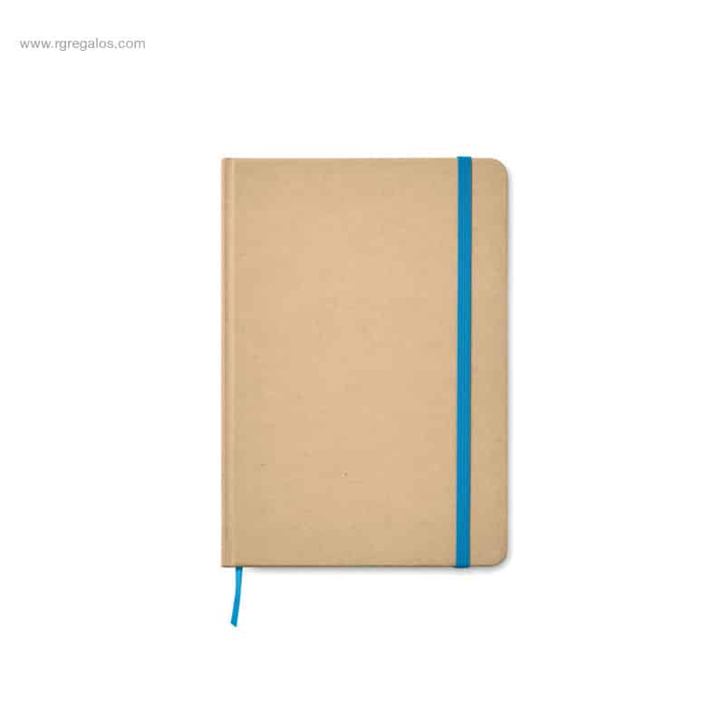 Libreta A5 cartón reciclado detalles en azul para regalo de empresa