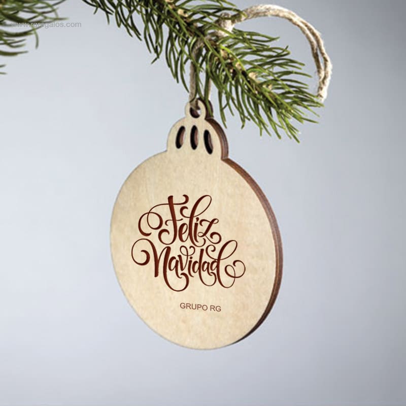 Bola navidad madera personalizada para regalo publicitario