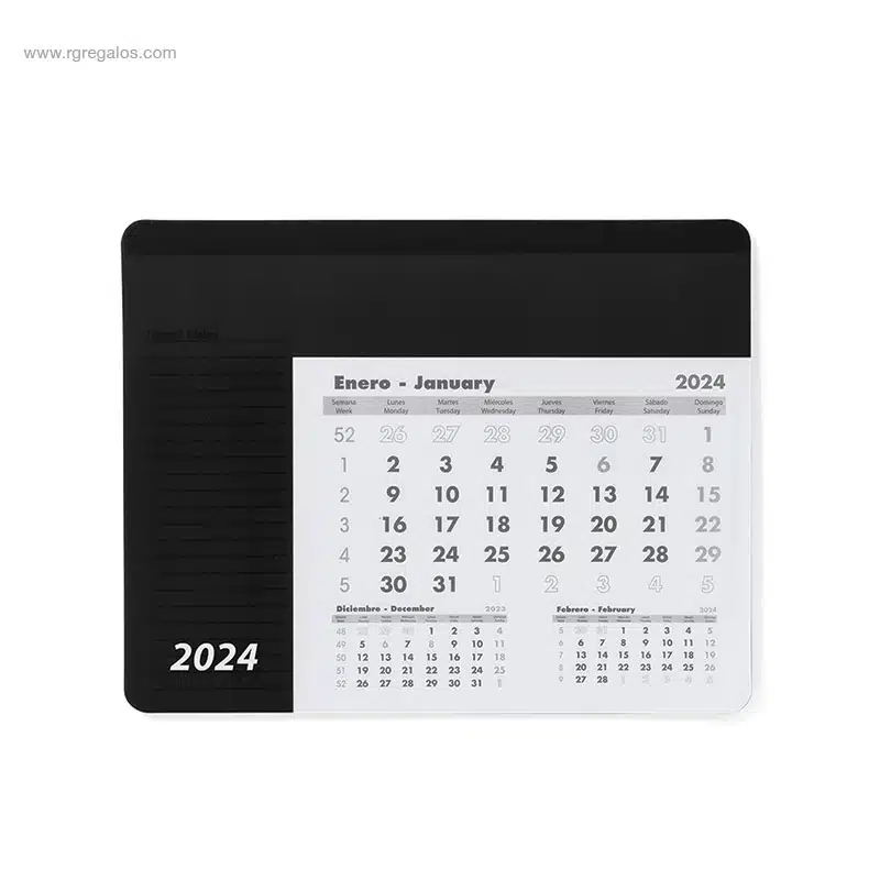 Alfombrilla calendario calendario 2024 negro para logo