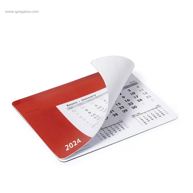 Alfombrilla calendario calendario 2024 rojo detalle