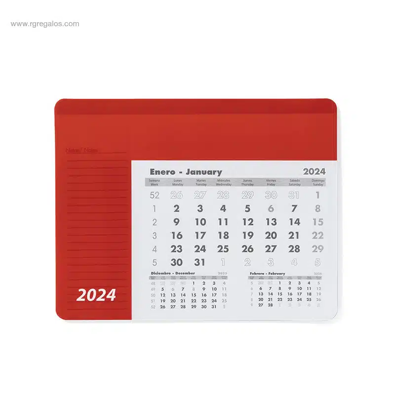 Alfombrilla calendario calendario 2024 rojo para logo
