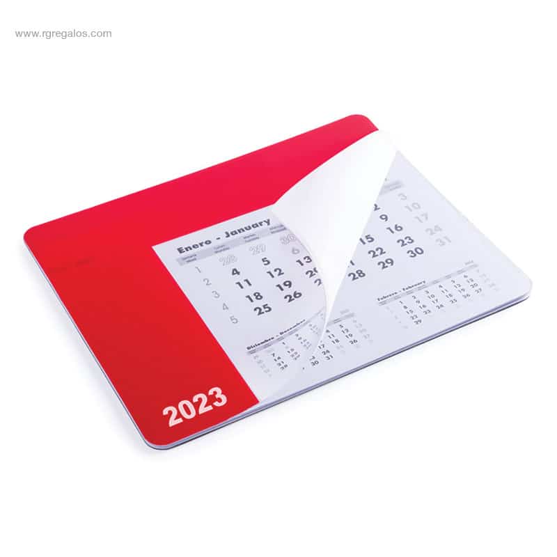 Calendario alfombrilla 2023 rojo para personalizar