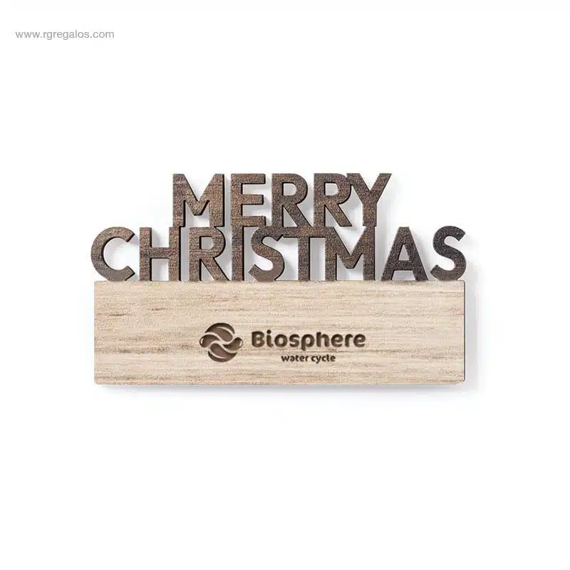 Imán Merry Christmas madera logo láser