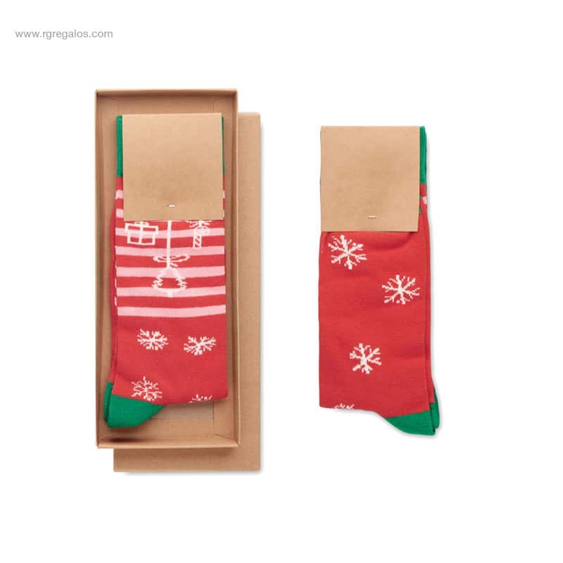 Calcetines personalizados Navidad rojo presentación
