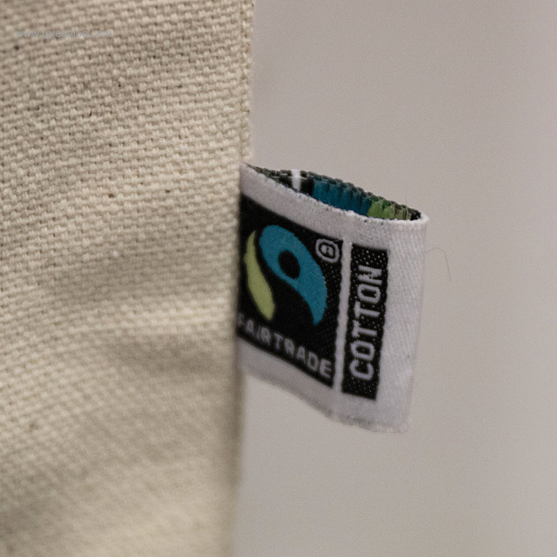 Bolsa algodón Fairtrade 140gr/m2 detalle etiqueta