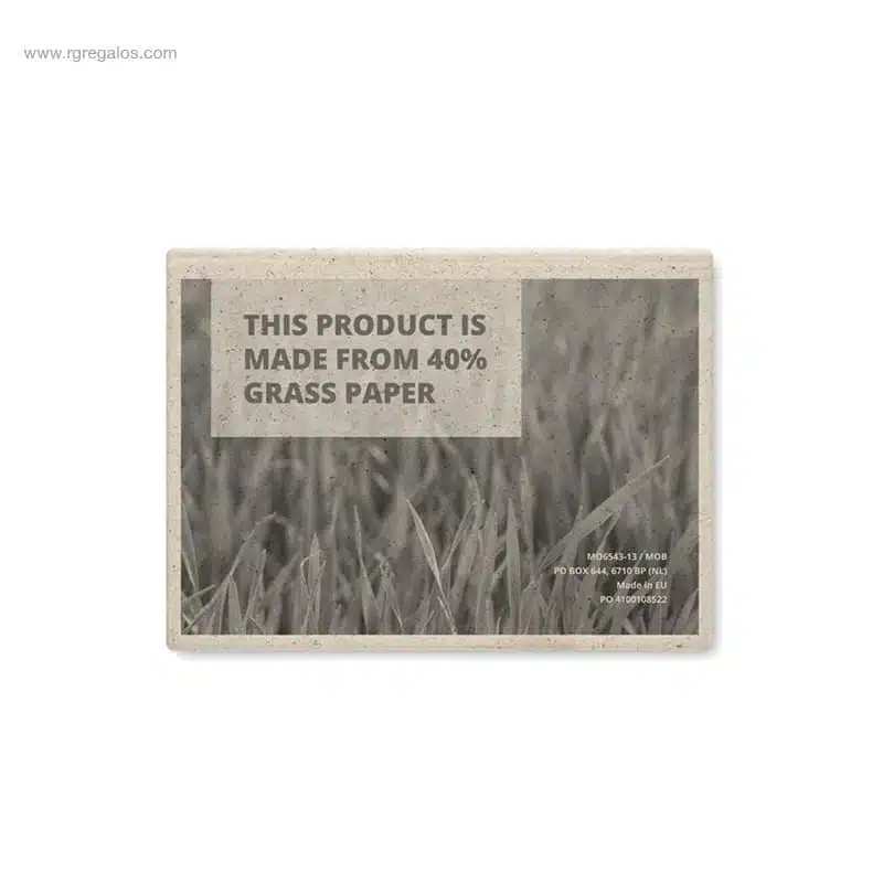 Bloc notas adhesivas papel hierba detalle dorso
