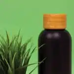 Botella acero inox tapón bambú negra detalle