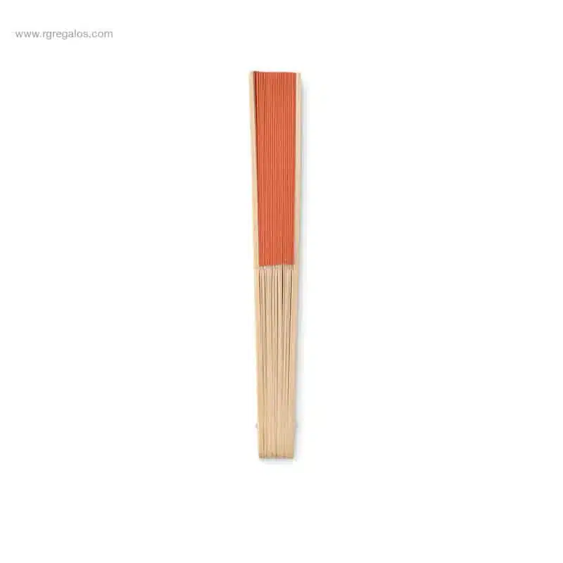 Abanico bambú y tejido papel naranja para logo