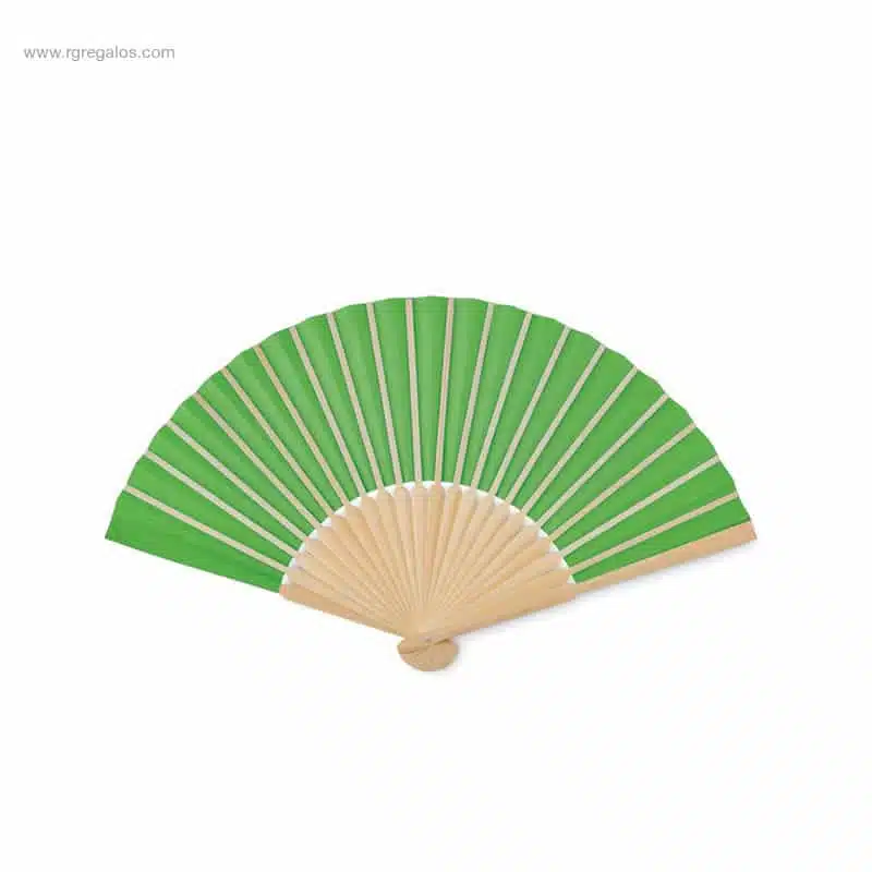Abanico-bambu-y-tejido-papel-verde-detalle-varillas